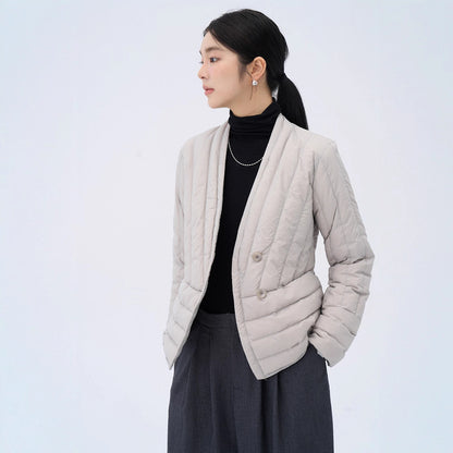Light V-neck down jacket for women