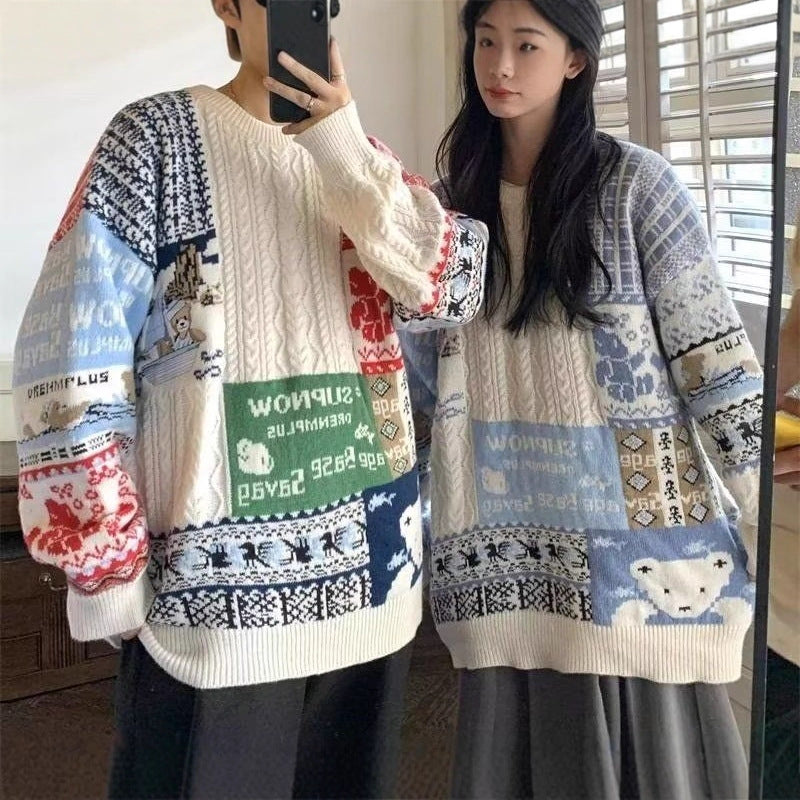 Locker knit sweater in Japanese style for couples