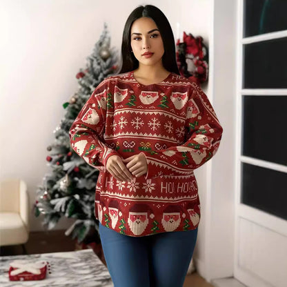 Loose women's sweater with Santa print