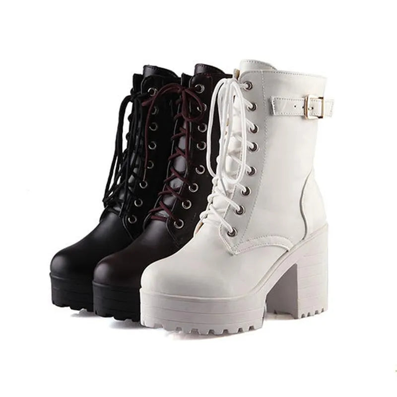 EVA-US | Martin Boots with Lacing and High Heel