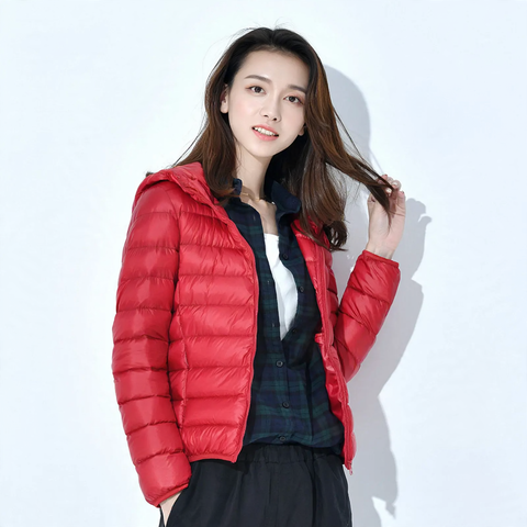 Ladies quilted jacket, short, fitted, with synthetic filling