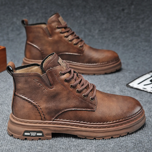 Men's vintage-style ankle boots with treaded sole