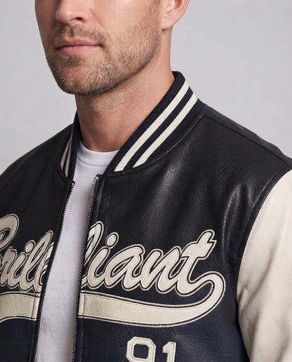 Men's Elegant Bomber Jacket with Embroidered Design EVA-US