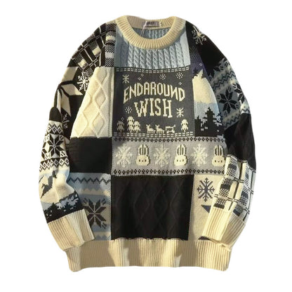 Men's knitted sweater with contrast pattern