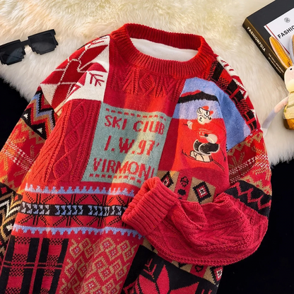 Padded knit sweater for men, Christmas design