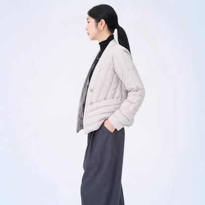 Light V-neck down jacket for women