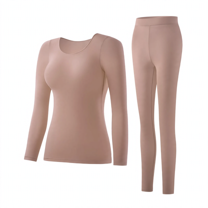 Women's thermal underwear set, ultra-thin, round neckline