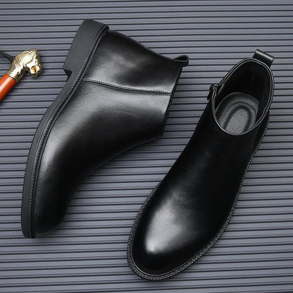 Men's leather boots, breathable, lined