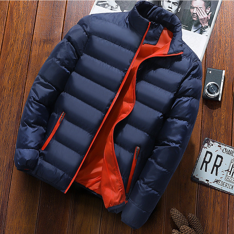 Men's quilted jacket, stand-up collar, padded, for outdoor