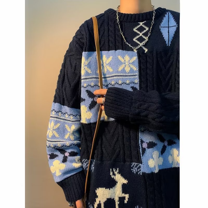 Thick knit sweater in retro style