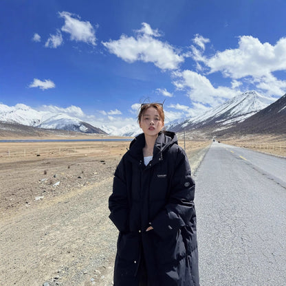 Long, padded women's winter coat in oversized look