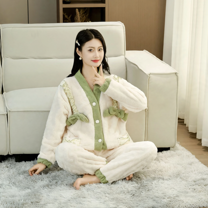 Padded Flannel Loungewear Set for Women