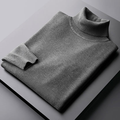 Padded men's knitted sweater with stand-up collar