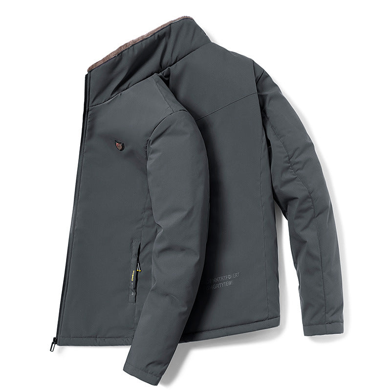 Padded men's winter jacket with stand-up collar