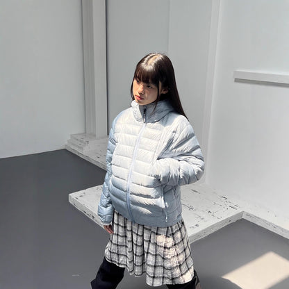 Light women's down jacket with hood