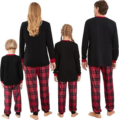 Christmas Pajama Set for the Family with Check Pattern