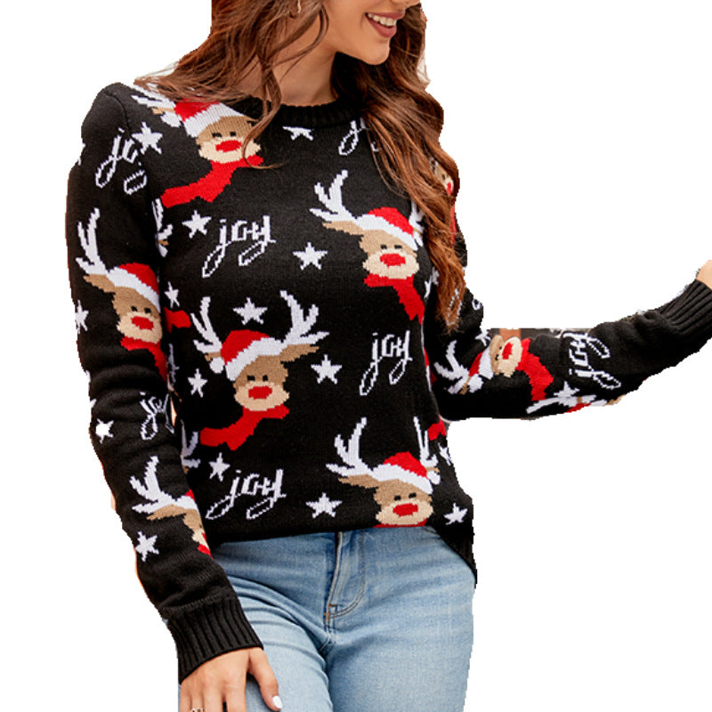 Women's Christmas sweater, round neckline, loose fit