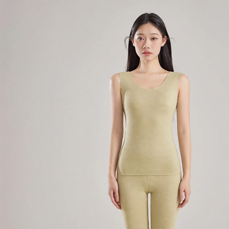 Silk thermal underwear set, seamless, round neck
