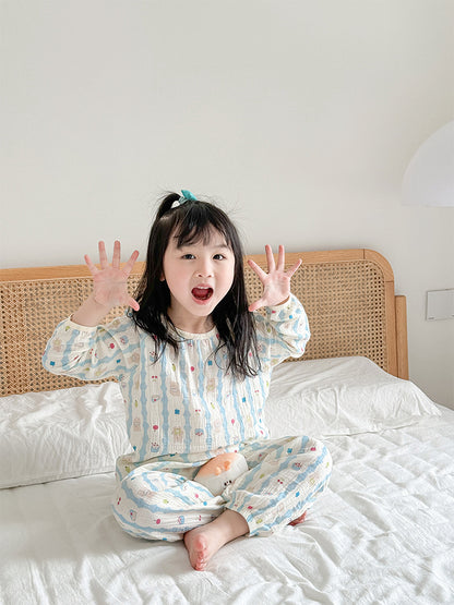 Children's house suit, cotton muslin, long-sleeved