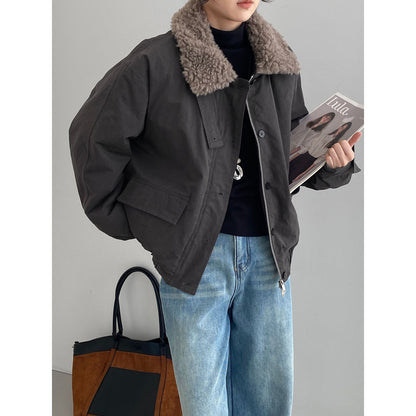 Vintage parka with lamb fleece collar
