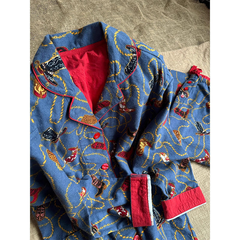 Ladies' house suit with cartoon print, long sleeve