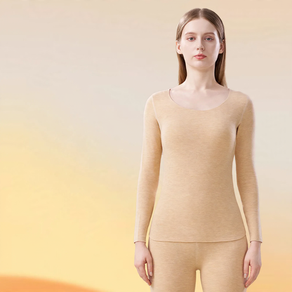 Thermal women's underwear set, self-heating, round neck