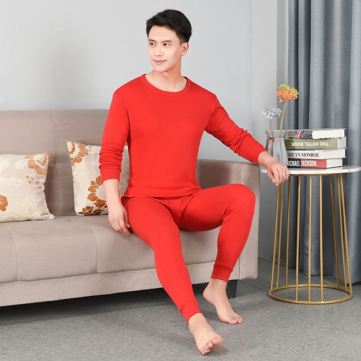 Padded thermal underwear set for men