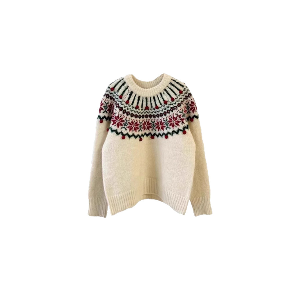Festive Fair-Isle knitted sweater for women