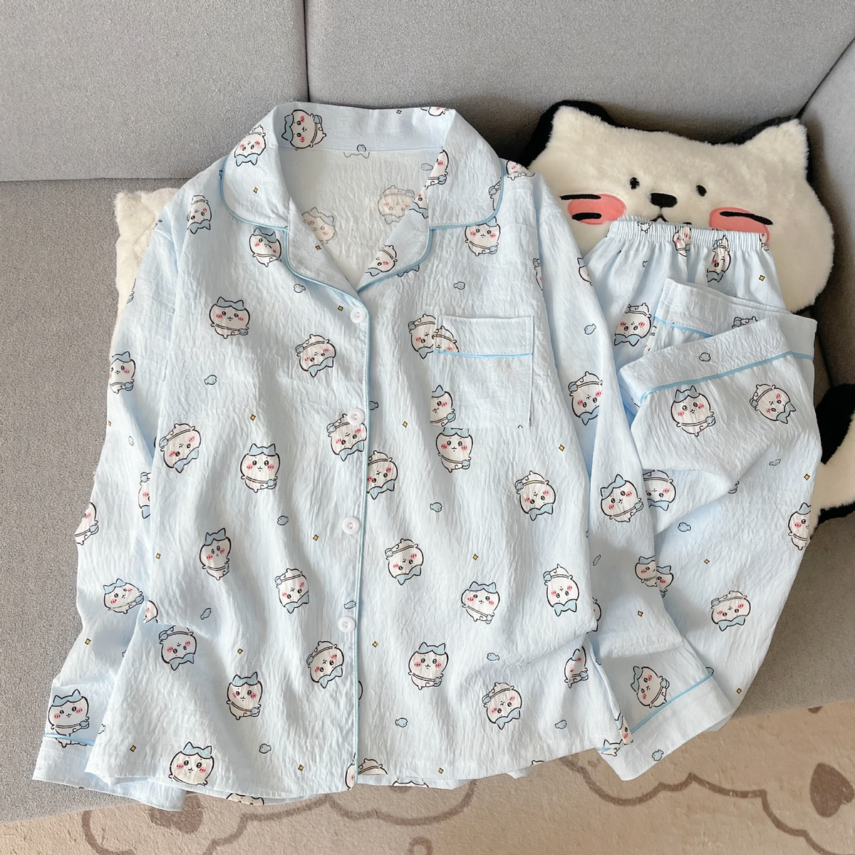 Ladies' Pajama Set, long-sleeved, with button placket, Cartoon style