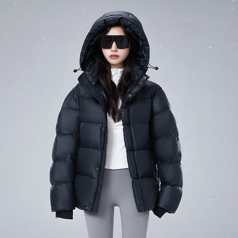 Short down jacket with white duck down