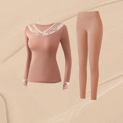 Elastic Thermal Underwear Set, V-Neck