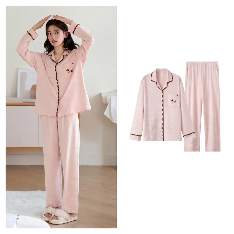 Women's Pajama Set, Long Sleeve, Cotton, Button Placket