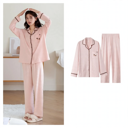 Women's Pajama Set, Long Sleeve, Cotton, Button Placket