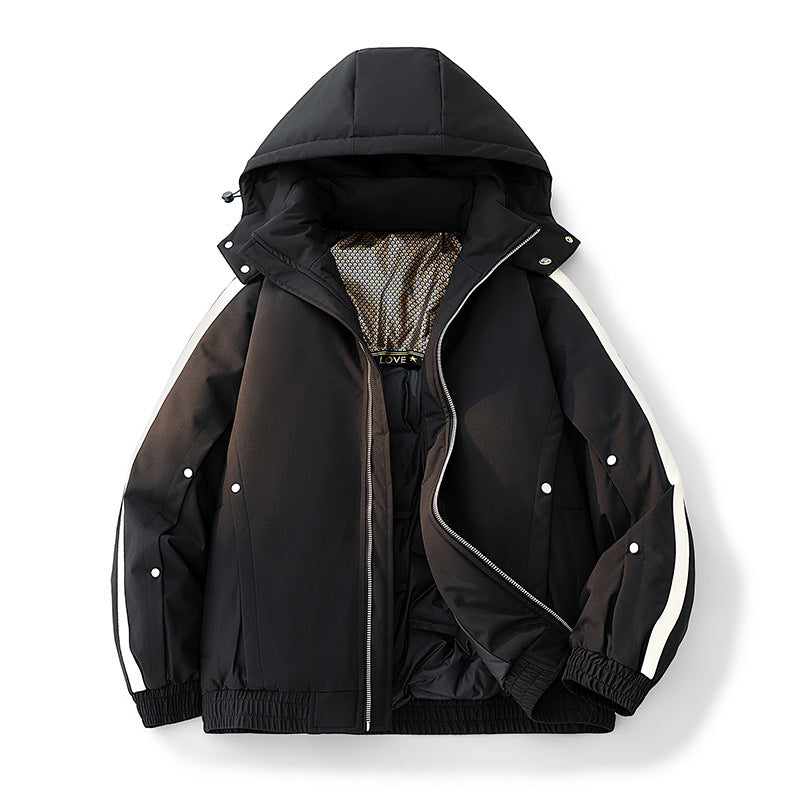 Warm men's down jacket in large sizes
