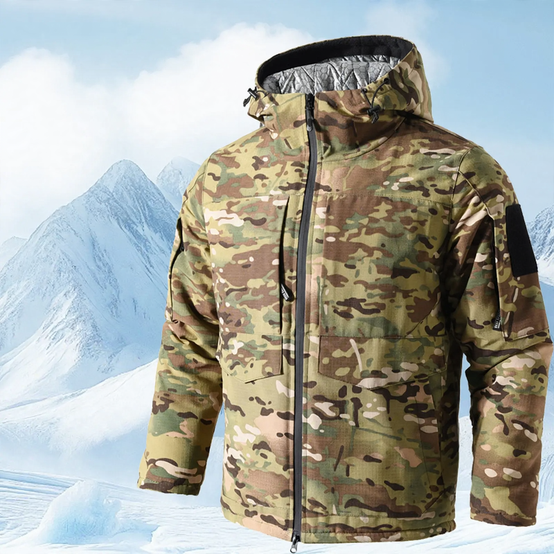 Men's winter jacket, graphene insulation, water-repellent, camouflage