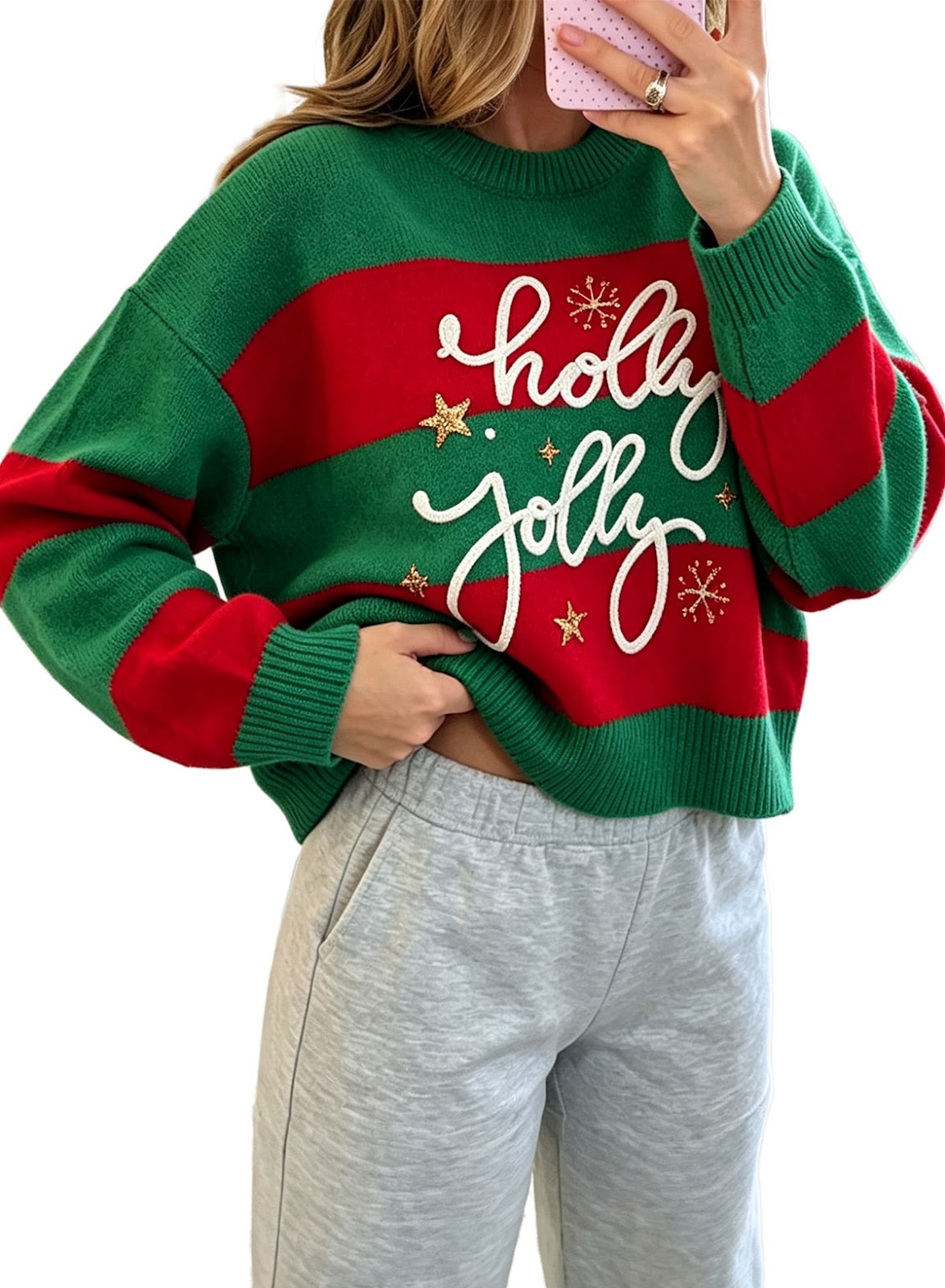 Christmas knitted sweater with letter motif