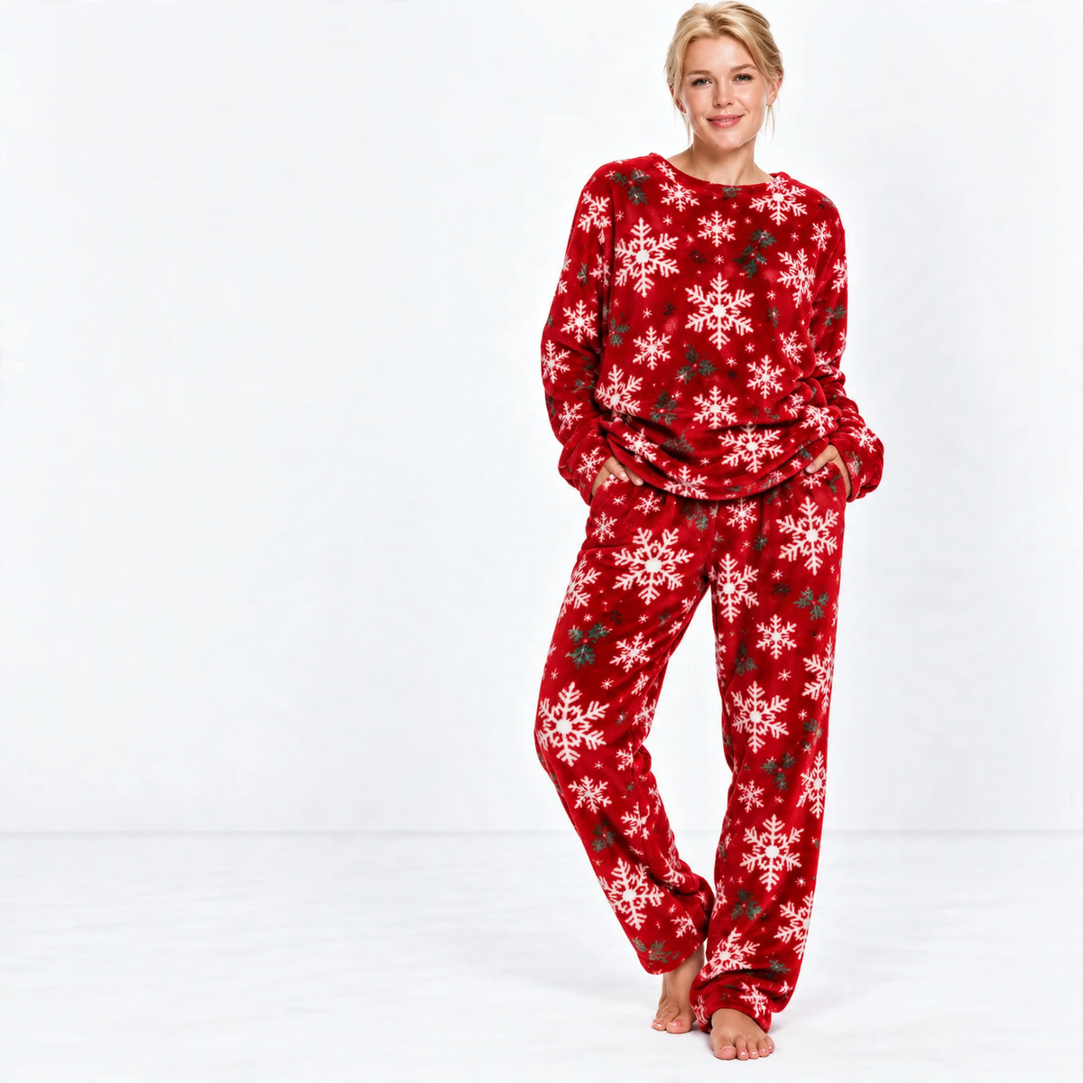 Women's Pajama Set, Long Sleeve, Round Neck