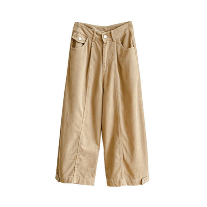 Women's corduroy pants, 7/8 length, wide leg