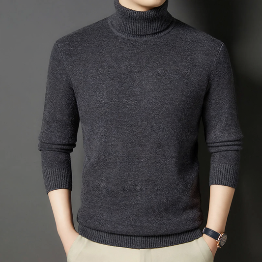 Men's turtleneck sweater with wool content, thick