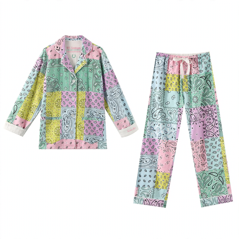 Women's pajama set, cotton, brushed on both sides, warm
