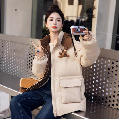 Mid-length women's down coat in plus size