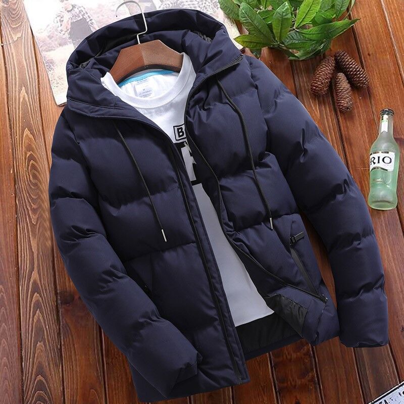 Men's puffer jacket with hood, short