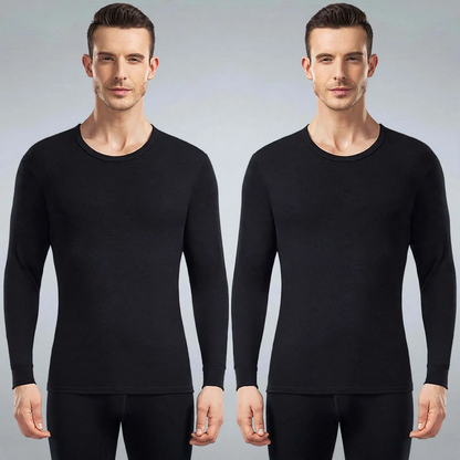 Fleece-lined thermal underwear set, round neck
