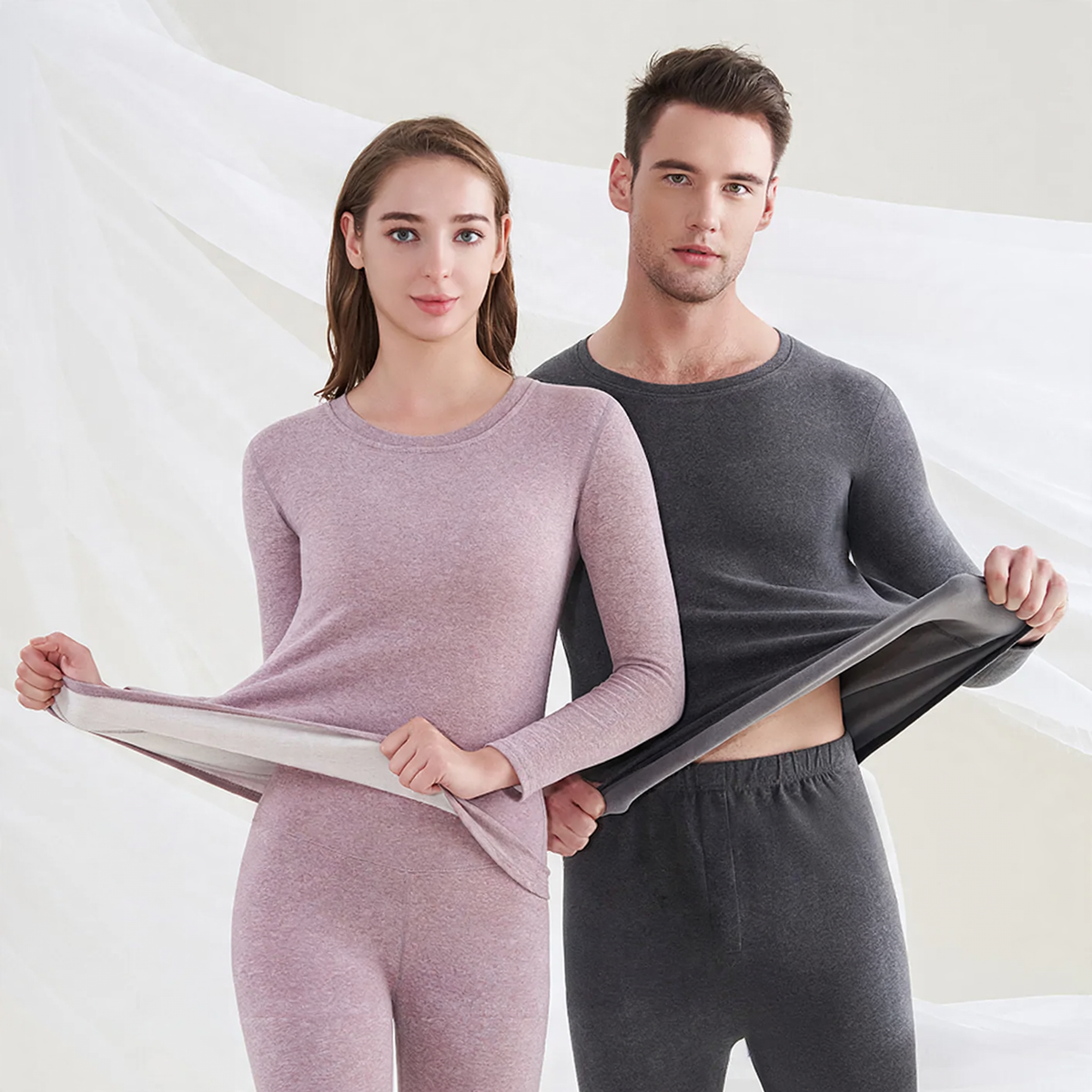 Thermal set made of wool and silk for couples