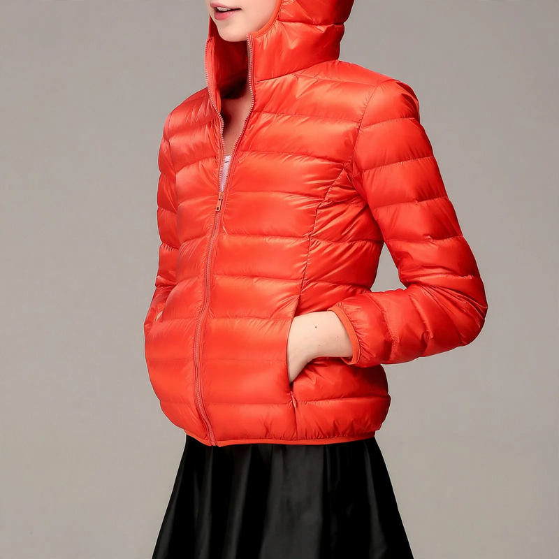 Ladies quilted jacket, short, fitted, with synthetic filling