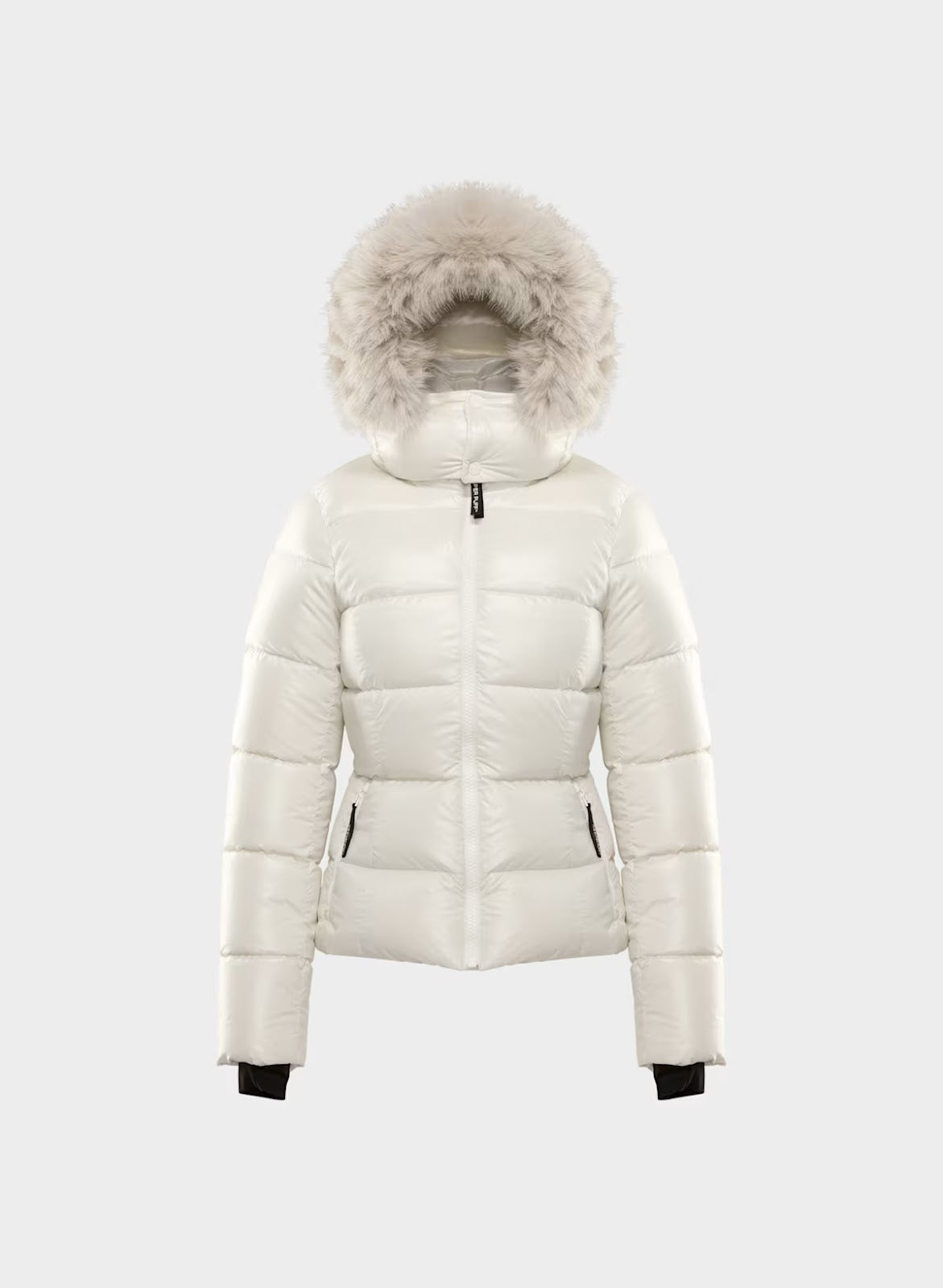 Women's down jacket with hood and faux fur collar