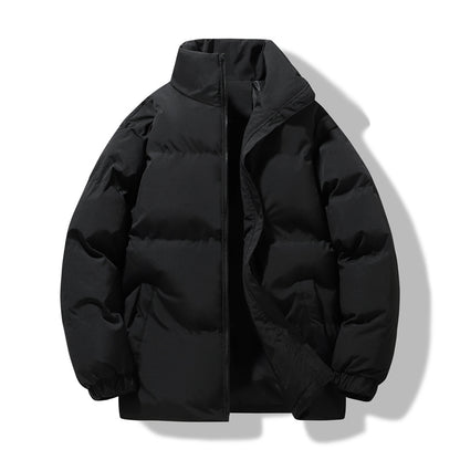 Loose Unisex Padded Jacket with Stand-Up Collar