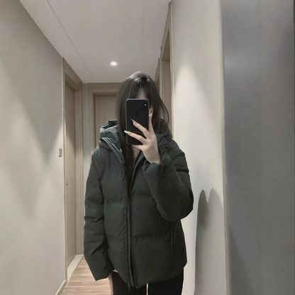 Padded women's winter jacket with hood