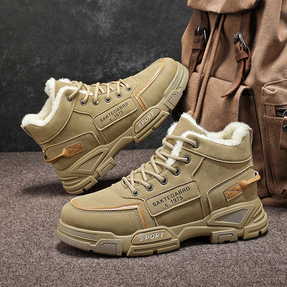 Padded men's winter boots, slip-resistant and warm