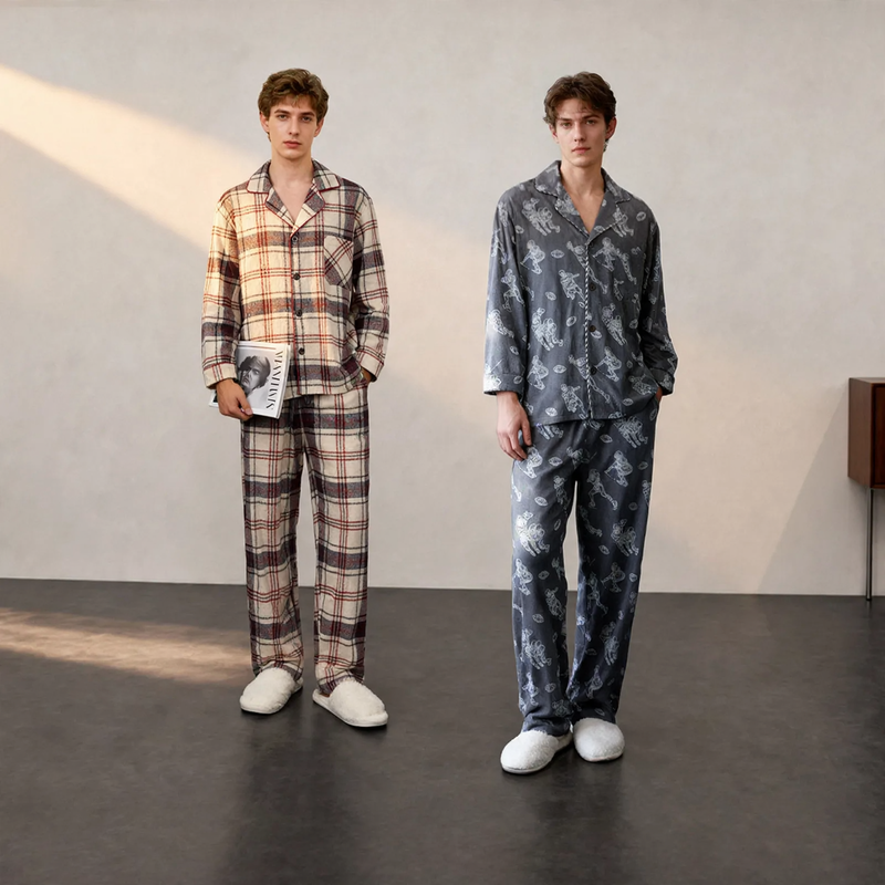 Men's house suit, lined, double-sided napped